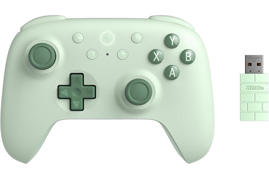 8BitDo Ultimate 2C Wireless Controller for Windows PC and Android, with 1000 Hz Polling Rate, Hall Effect Joysticks and Triggers, and Remappable L4/R4 Bumpers (Green)