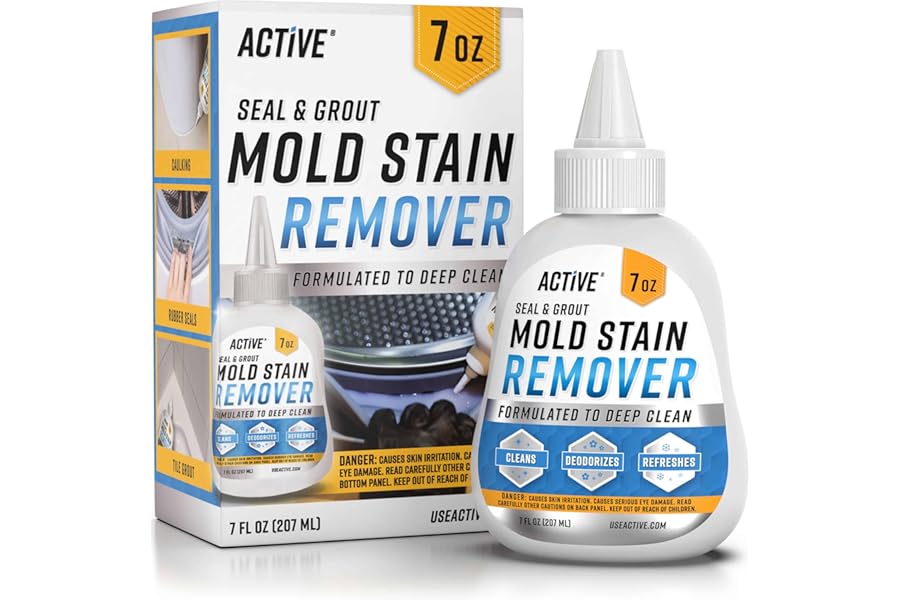ACTIVE Mold Stain Remover Gel Cleaner Heavy Duty Stain Cleaner for Front Loader Washing Machine Seal, Bathroom Grout, Shower, Caulk - Front Load Washer Cleaning Solution - 7 Fl Oz