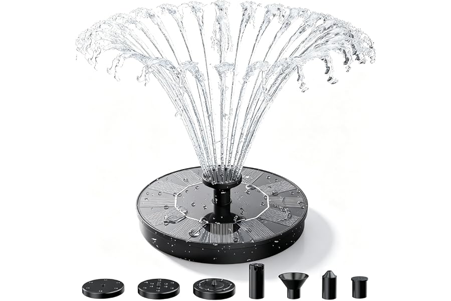 AISITIN Solar Fountain Pump with 6 Nozzles, 2026 Solar Bird Bath Fountains, Upgraded Floating Solar Water Fountain for Garden, Pond, Pool & Outdoor