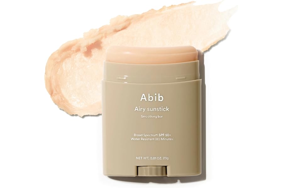 Abib Airy Sunstick Protection Bar SPF50+ Broad Spectrum, Semi-Matte Sunscreen Stick for Oily & Combination Skin, No White Cast, Water-Resistant, Korean Sunscreen, 0.81 oz / 23 g