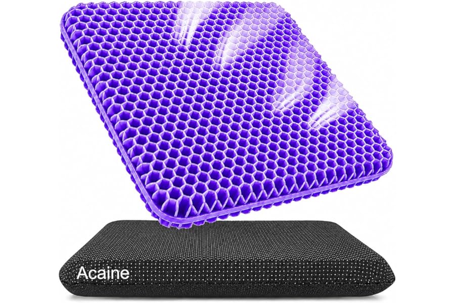 Acaine Extra Thick Large Pure Gel Seat Cushion for Long Sitting, Breathable Comfort Cushion for Back, Sciatica, Tailbone & Hi