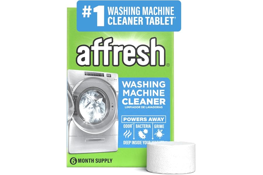 Affresh Washing Machine Cleaner, Helps Power Away Odor Causing Bacteria & Grime Deep Inside Pump, Valve & Hoses, 6 Time Release Tablets, 6 Month Supply