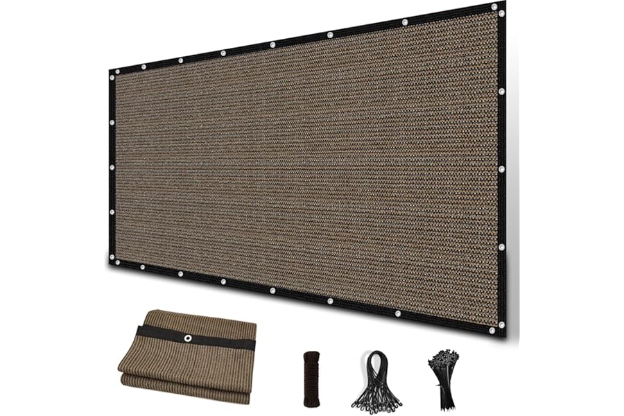 Amagenix 90% Sun Shade Cloth with Grommets, 8' x 12' Pergola Replacement Shade Cover Canopy Privacy Screen for Outdoor Patio Garden, Mocha (We Customized)