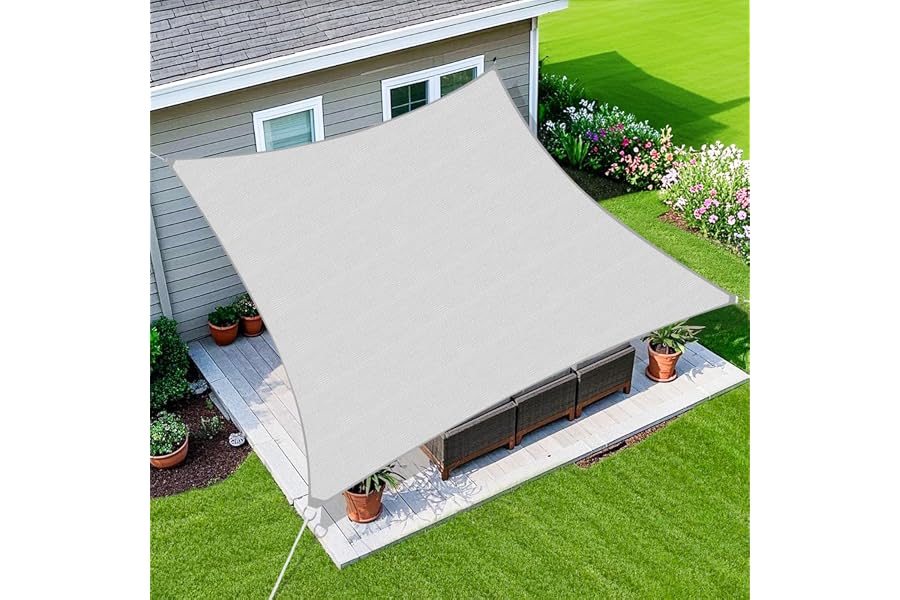 Amagenix Sun Shade Sail 16'X20' Curved Edge Outdoor Shade Canopy Light Grey Breathable 95% UV Block Shade Cloth for Patio Garden Backyard (We Make Custom Size)