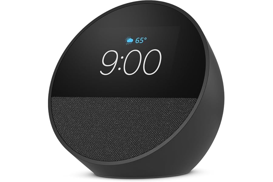 Amazon Echo Spot (newest model), Great for nightstands, offices and kitchens, Smart alarm clock, Designed for Alexa+, Black