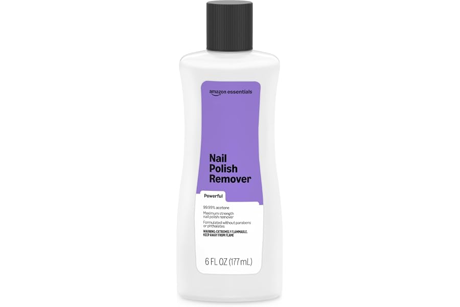 Amazon Essentials Nail Polish Remover, 99.99% Acetone, Maximum Strength, Formulated without Parabens or Phthalates, 6 Fl Oz