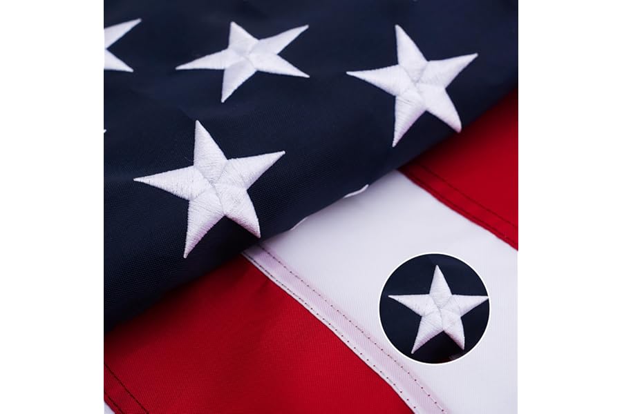 American Flags for Outside 3x5 Ft, Heavy Duty Outdoor US Flag with Waterproof Embroidered Stars, Sewn Stripes & Brass Grommets for High Wind, UV Fade Resistant