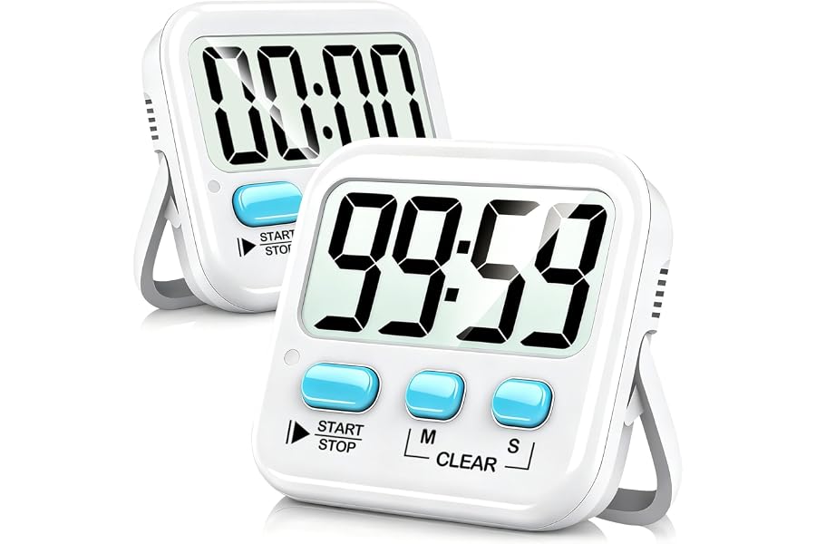 Antonki 2 Pack Digital Timer for Kids, Magnetic Countdown Kitchen Timers for Cooking, Egg, Classroom, Teacher, Exercise, Study, Oven - Battery Included
