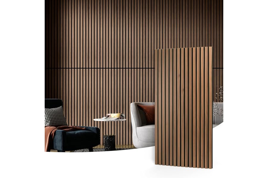 Art3d 2 Wood Slat Acoustic Panels for Wall and Ceiling - 3D Fluted Sound Absorbing Panel with Wood Finish - Walnut | Noise Co