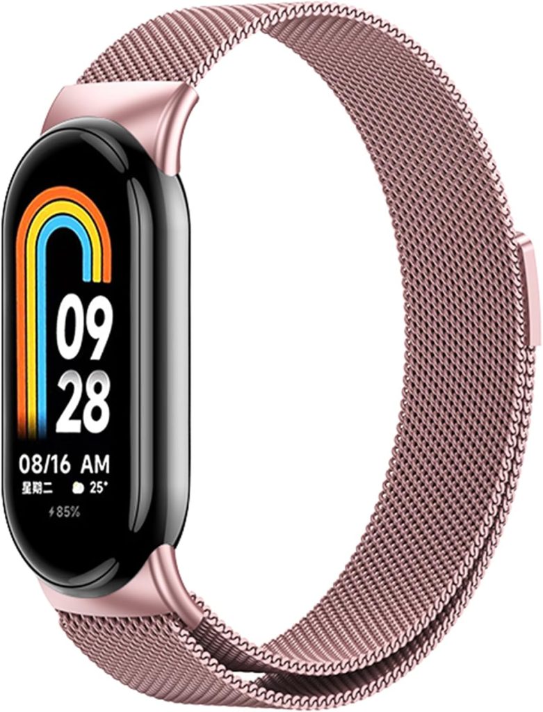 BANGTING Bracelets Acier Compatible avec Xiaomi Mi Band 10/9/8, Bracelet Metal de Remplacement pour Mi Band 10/9/8 (Argent (Trois perles))