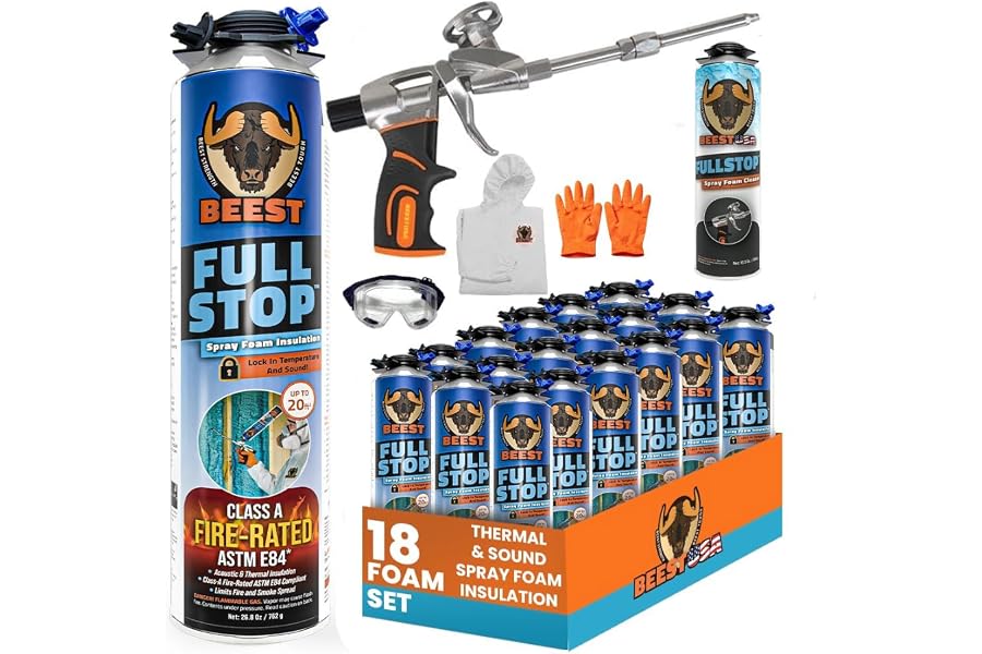 BEEST FullStop Spray Foam Insulation Kit - 360 Board ft/sq.ft. Fire Rated Spray Insulation Foam for Walls & Attics with Therm