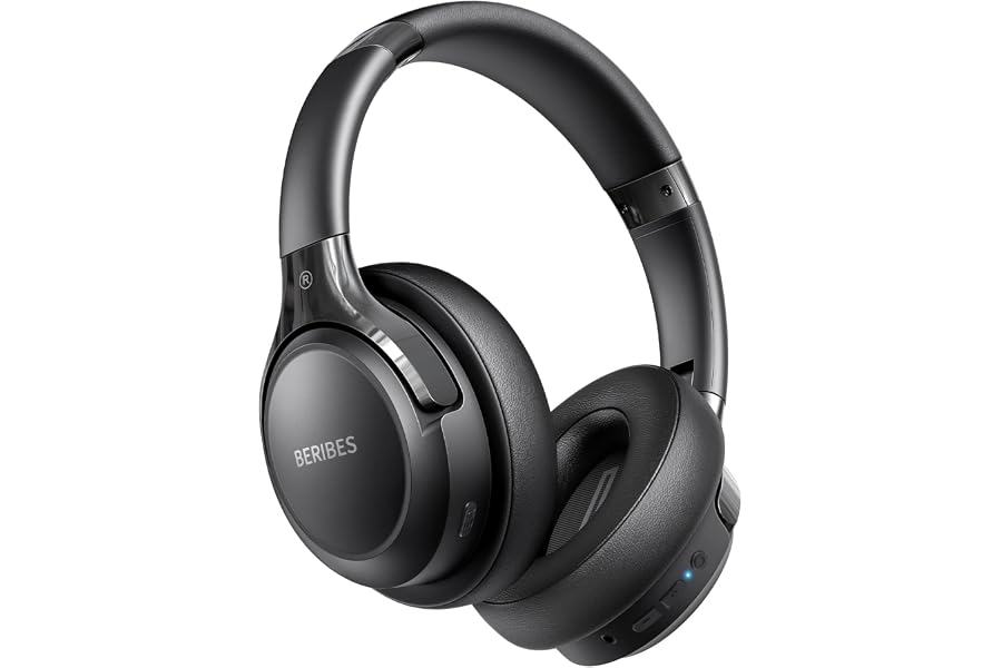 BERIBES Bluetooth Headphones Over Ear, 65H Playtime and 6 EQ Music Modes Wireless Headphones with Microphone, HiFi Stereo Foldable Lightweight Headset, Deep Bass for Home Office Cellphone PC Ect.