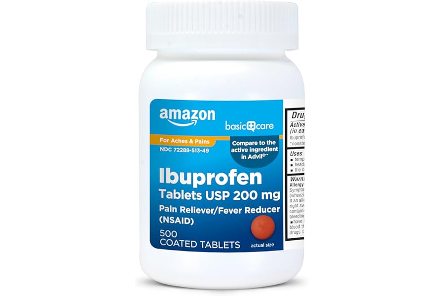 Basic Care Ibuprofen Tablets, 500 Count