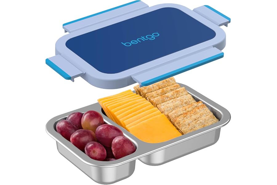 Bentgo Stainless Steel Snack Box, Leak-Proof, 2 Compartments, 2-Cup Capacity
