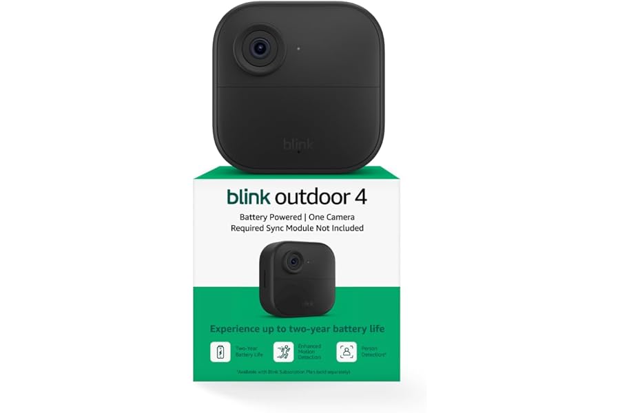 Blink Outdoor 4 – Wireless smart security camera, two-year battery life, two-way talk. Required Sync Module not included – Add-on camera