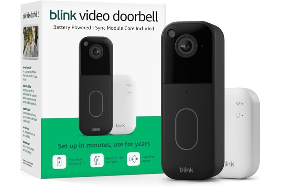 Blink Video Doorbell – Head-to-toe HD view, two-year battery life, and simple setup. Sync Module Core included – System (Black)