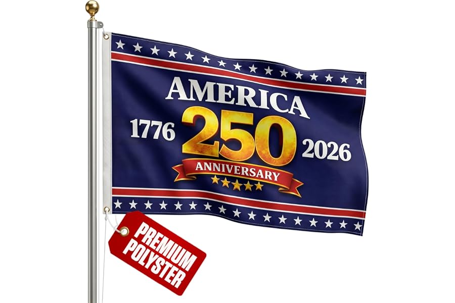 Blue American Flag 1776-2026 250th Anniversary Flags 3x5 Ft – Double-Sided Print, Double-Stitched Heavy Duty Knitted polyester, Indoor Outdoor Patriotic Display