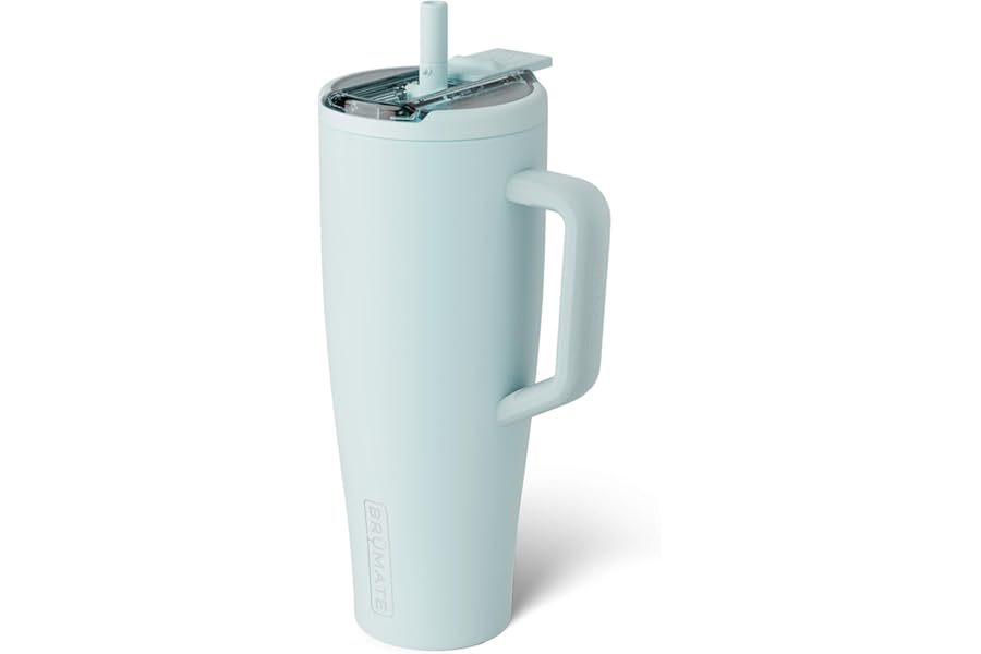 BrüMate Era Flip 40oz Tumbler with 100% Leakproof Covered Straw Lid | Hygienic Covered Straw | Insulated Stainless Steel Water Bottle with Handle | Cup Holder Friendly | BPA-Free (Blue Agave)