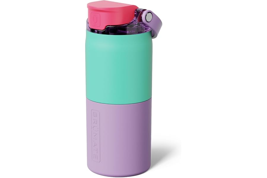 BrüMate Rise 18oz Water Bottle with Covered Silicone Straw | 100% Leakproof Insulated Kids Water Bottle | Cup Holder Friendly Base | 18oz (Stardust)