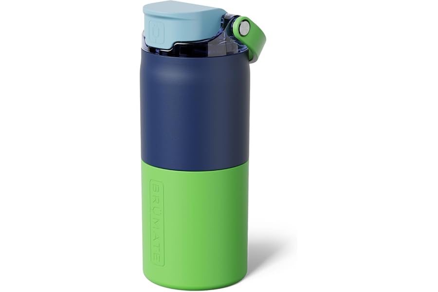 BrüMate Rise 18oz Water Bottle with Covered Silicone Straw | 100% Leakproof Insulated Kids Water Bottle | Cup Holder Friendly Base | 18oz (Neutron)