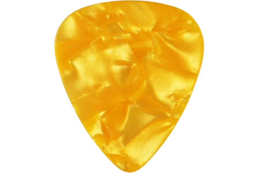 Celluloid Yellow Pearl Guitar Or Bass Pick - 0.71 mm Medium Gauge - 351 Shape - 12 Pack