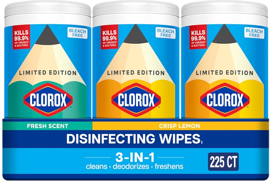 Clorox Disinfecting Wipes Back to School Variety Pack, 75 Count Each, Pack of 3 (Package May Vary)