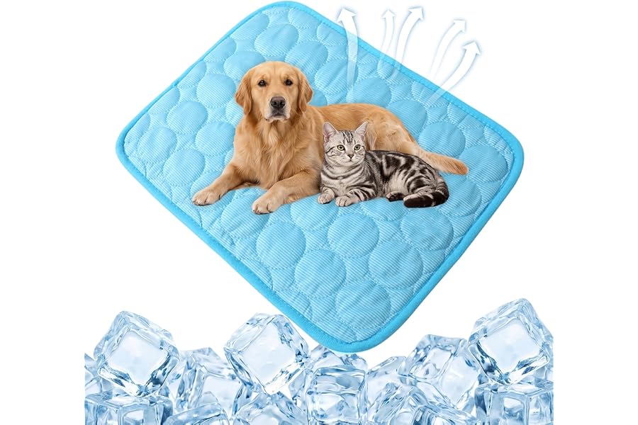 Cooling Mat for Dogs, Self-Cooling Ice Silk Dog Mat, Portable Washable Non-Slip Pet Cooling Pad for Indoor & Outdoor Summer U