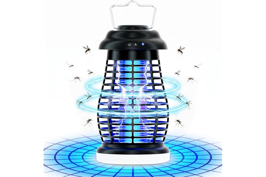 Cordless Bug Zapper Outdoor, 4200V Electric Mosquito Zapper, Fly Trap, Rechargeable Portable Fly Zapper, Waterproof Mosquito Trap Insect Killer Indoor Outdoor for Camping, Garden, Backyard, Home