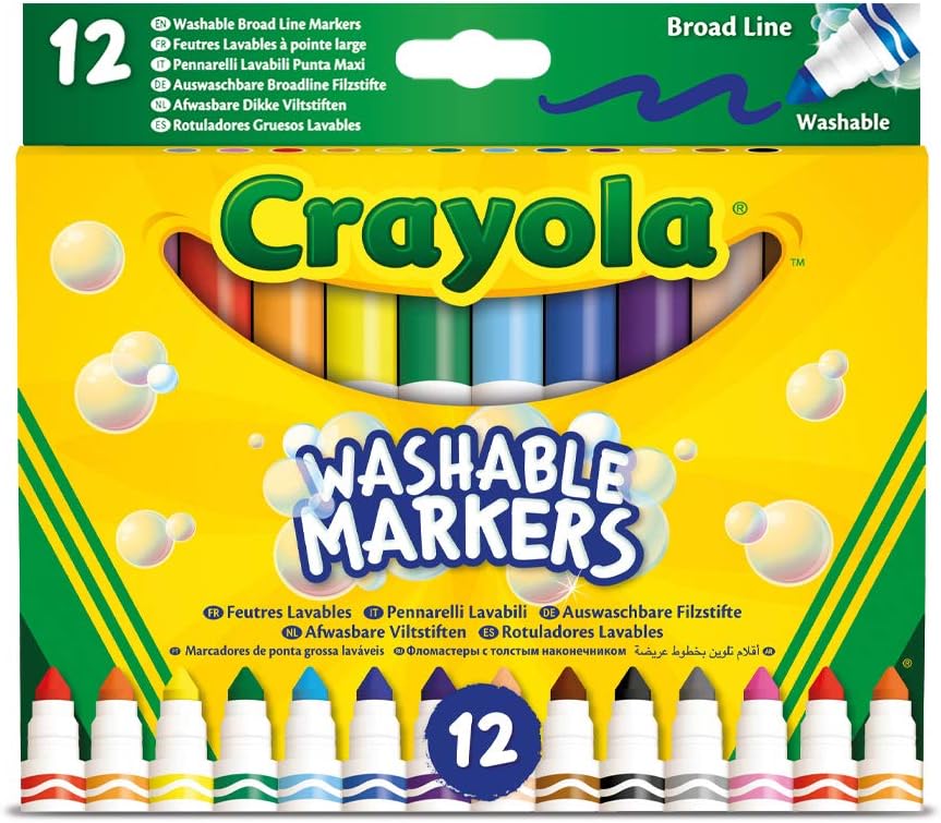 Crayola-12 Feutres lavables à pointe Maxi en fibre super résistante, 58-8340