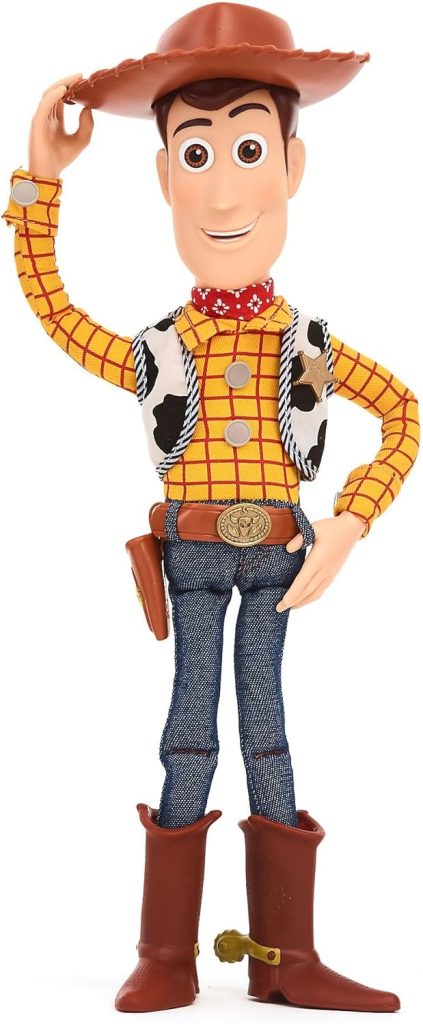 Disney Store Official, Toy Story de Pixar, Sheriff Woody, Figura acción interactiva parlante, 39 cm, muñeco Vaquero Cuerda y 15 Frases en inglés, interactúa con más Personajes, para Mayores de 3 años