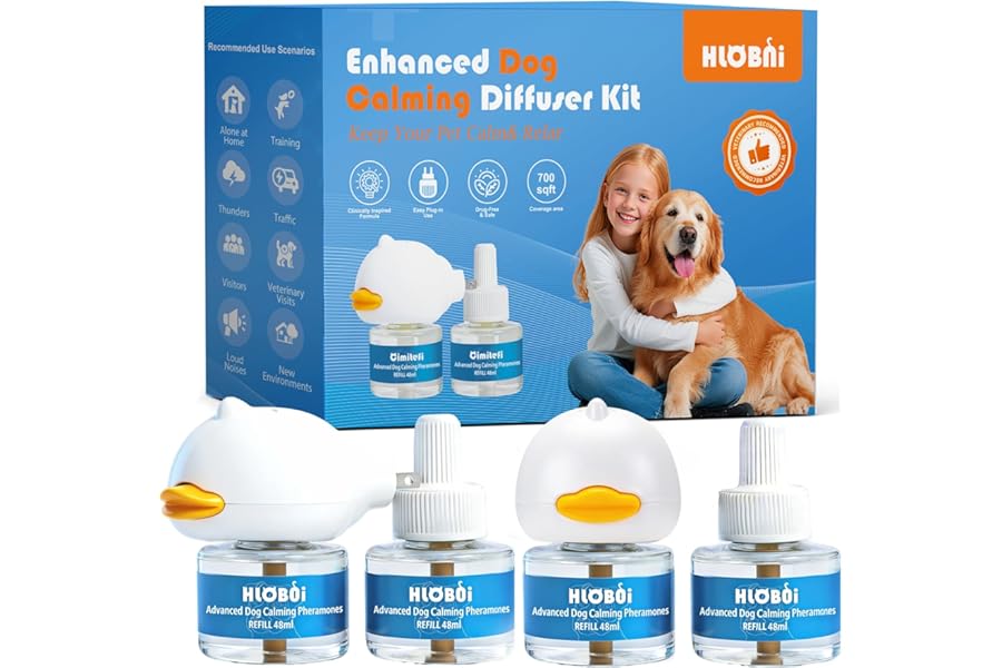 Dog Calming Diffuser – 2-Pack Dog Pheromone Calming Diffuser Kit for Stress, Anxiety, Barking & Destructive Behavior Relief,