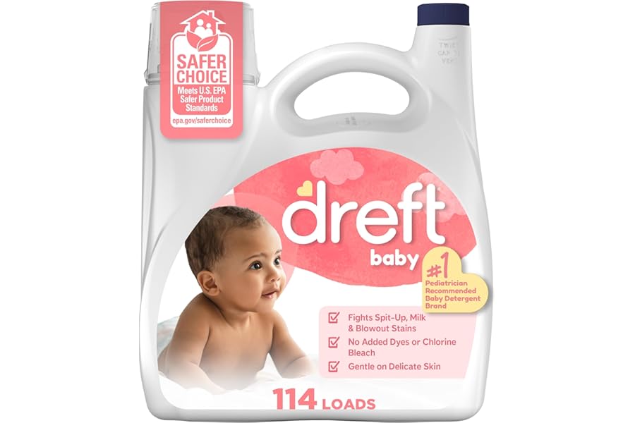Dreft Baby Liquid Laundry Detergent, Gentle on Sensitive Skin Laundry Soap, 150 fl oz, 114 Loads (Packaging May Vary)