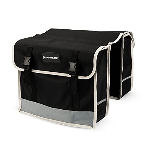 Dunlop Fietstassen Dubbel Waterdicht - Fietstas 36x30x12cm - Nylon Fietstassen met Reflecterende Strepen voor Extra Veiligheid - Eenvoudig te Bevestigen met Klittenband - Zwart