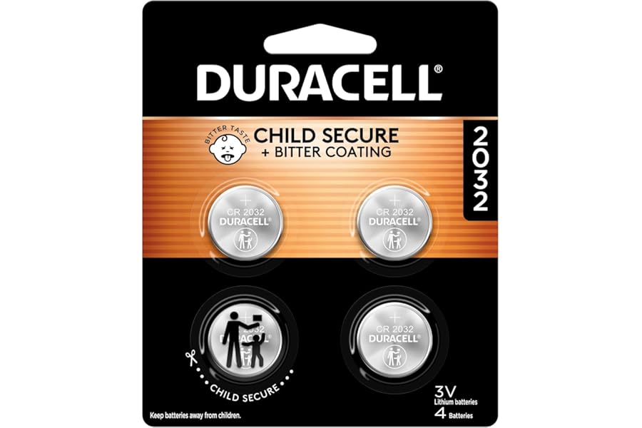 Duracell 2032 Lithium Battery, 4 Count, AirTag & Key Fob, CR2032 3V Cell