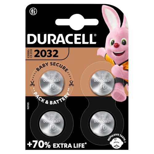 Duracell CR2032 Lithium-knoopcelbatterijen 3V, 4 stuks, Gaan tot 70% Langer Mee – Babyveilige Technologie – Aanbevolen voor Gebruik in Apple AirTag – Voor o.a. Autosleutels, Apparaten in Huis, Fitness