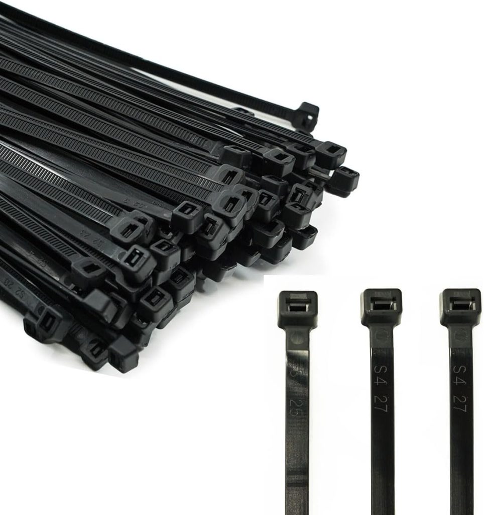 ERKO Bridas Plastico Negro UV 200 x 2,5mm 100 unidades soporte para cables, Resistente a temperatura, Para Oficina, Hogar, Exteriores, al jardín