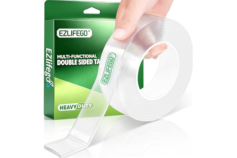 EZlifego Double Sided Tape Heavy Duty, Nano Double Sided Adhesive Tape, Clear Mounting Tape Picture Hanging Adhesive Strips (9.85FT)