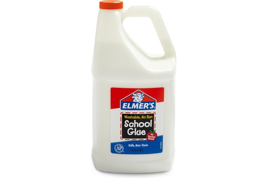 Elmer's White Liquid School Glue, 1 Gallon, Safe, Washable, 1 Count, - #1 Teacher Brand, Bulk Arts & Crafts, Projects, Classroom Supplies, Great for Making Slime