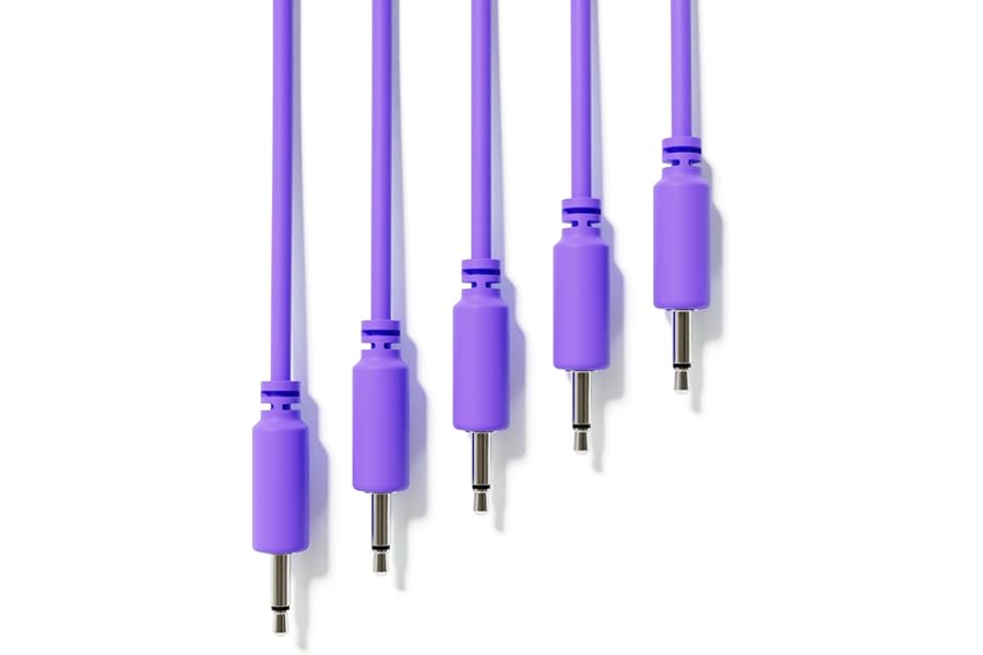 ExcelValley - 5-Pack - Mono Modular Patch Cables - TS 3.5mm 1/8" Eurorack Synthesizer [Purple | 45 cm - 17.72"]