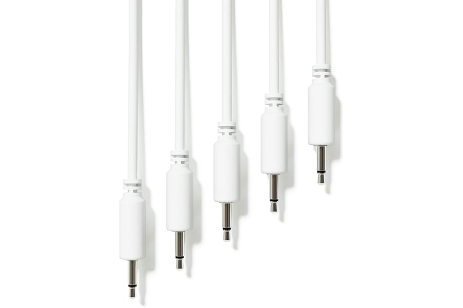 ExcelValley - 5-Pack - Mono Modular Patch Cables - TS 3.5mm 1/8" Eurorack Synthesizer [White | 120 cm - 47.24"]