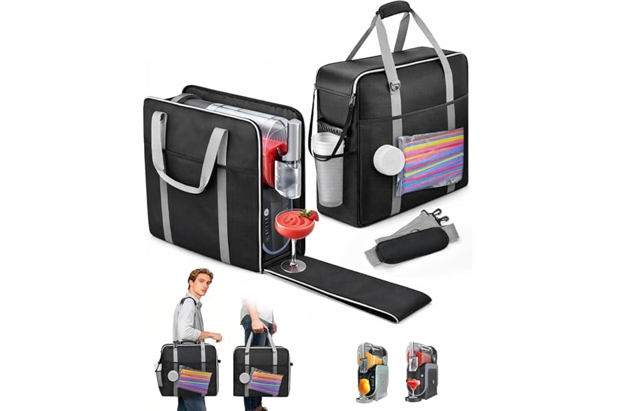 FANGSUN Carrying Bag for Ninja Slushie Machine FS301 & FS300, Front-Opening Slushie Carrying Case with Thick Shoulder Pad for 3 Carrying Ways, Triple-Layer Protection for Frozen Drink Maker