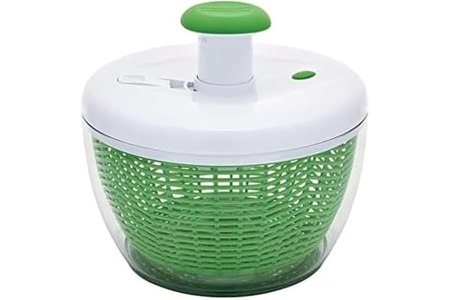 Farberware Easy to use pro Pump Spinner with Bowl, Colander and Built in draining System for Fresh, Crisp, Clean Salad and Produce, 6.6 quart, Green