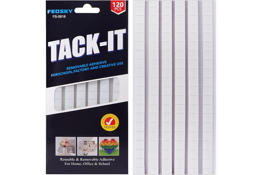 Feosky Adhesive Poster Sticky Tack Putty, Reusable and Removable Adhesive Putty, 120PCS, Mounting Putty for displaying Wall Paintings, Museum Art Photography, Picture, Crafts (White, Pack of 1)