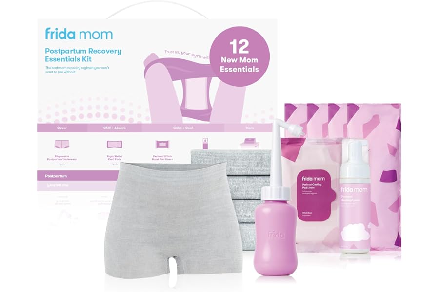 Frida Mom 11pc Postpartum Essentials Kit Gift Set, Hospital Bag Must Haves for New Mom, Includes 4 Disposable Postpartum Unde