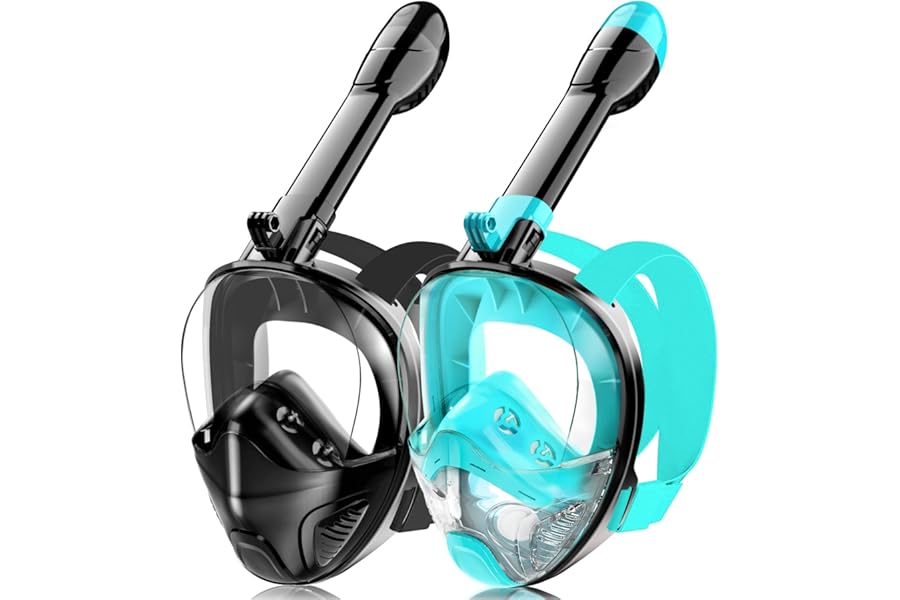 Full Face Snorkel Mask for Adults Teen, Snorkeling Gear with Detachable Camera Mount, Panoramic 180° View, Anti-Fog Anti-Leak Snorkling Set for Man and Women