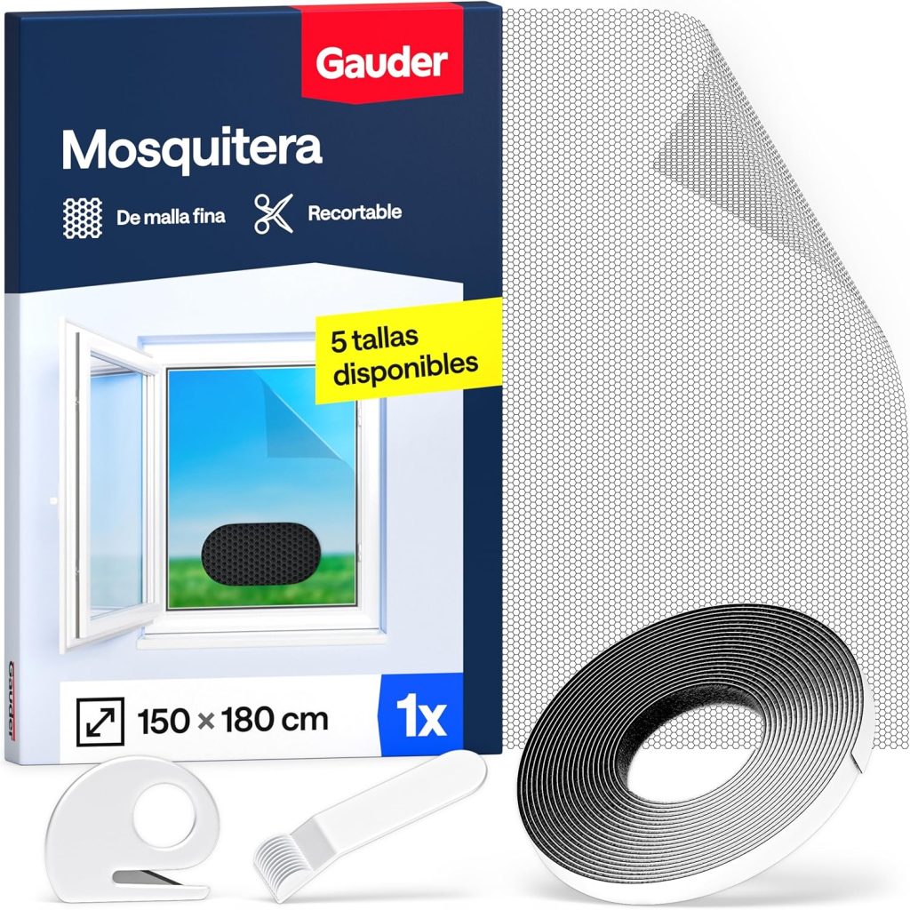 GAUDER Mosquitera para Ventana - Red Anti-Insectos con Cierre de Gancho y Bucle - Protección Adhesiva contra Mosquitos - Malla Autoadhesiva (150 x 180 cm - Negra)