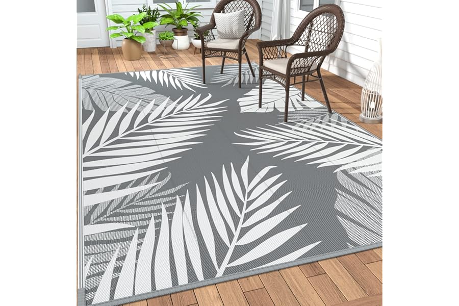 GENIMO Outdoor Rug 5' x 8' Waterproof for Patios Clearance, Reversible Plastic Straw Camping Carpet, Large Area Rugs Mats for