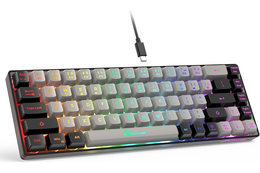 GEODMAER 65% Gaming Keyboard, Wired Backlit Mini Keyboard, Ultra-Compact Anti-Ghosting No-Conflict 68 Keys Membrane Gaming Wired Keyboard for PC Laptop Windows Gamer