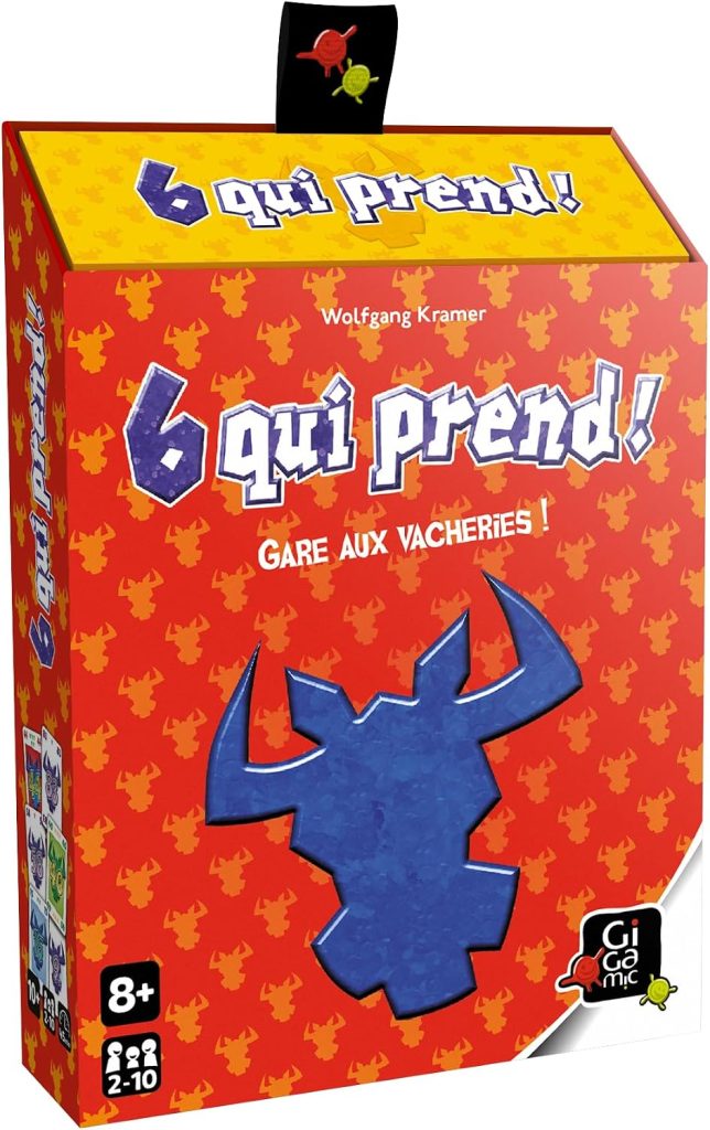 GIGAMIC - 6 Qui prend ! - Jeux de société - Jeux de cartes dès 8 ans - Jeu d'ambiance pour enfant, famille et amis - Évitez les têtes de bœuf - De 2 à 10 joueurs - 45 Min - Version Française - AMBSIXQ