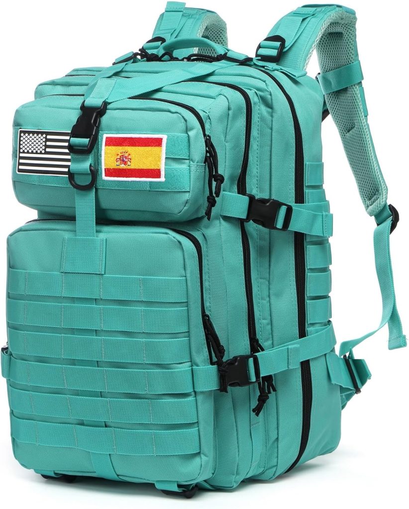 GUJOIN Mochila Tática 50 Litros con Sistema Molle - Gran Capacidad Militar Impermeable para Emergencias de 3 Días Caza Senderismo y Acampadas - Mochila para Actividades al Aire Libre (Negro)